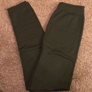 Olive Green Fleece Lined Leggings